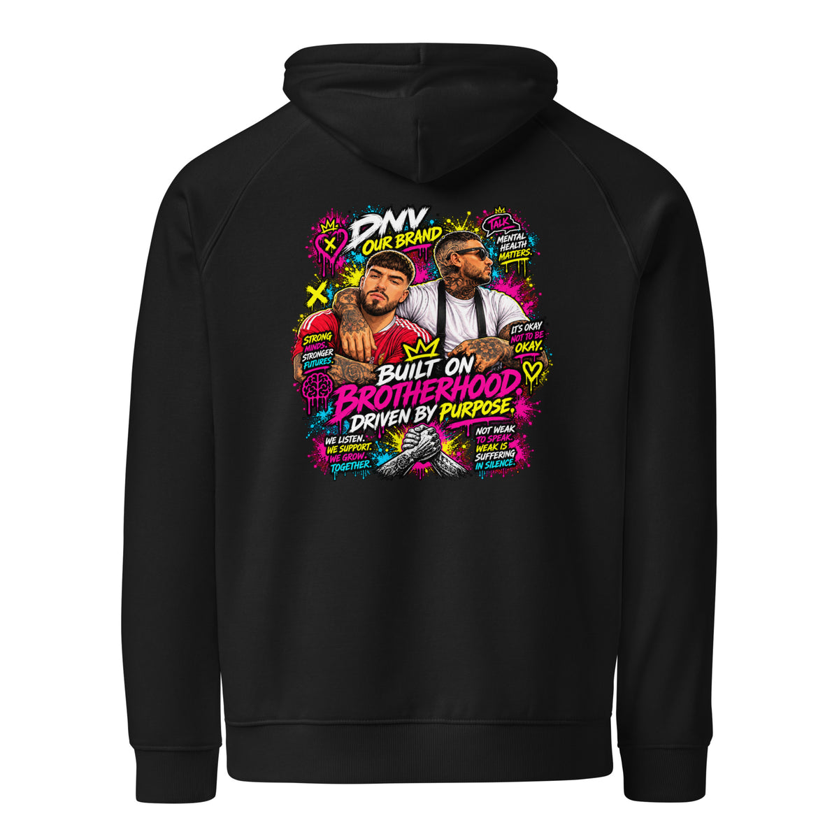 Black BNVR Brotherhood Hoodie, back view